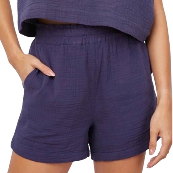 Women's L Rails Leighton Waffled Cotton Gauze Pull-On Blue Shorts - Picture 1 of 10